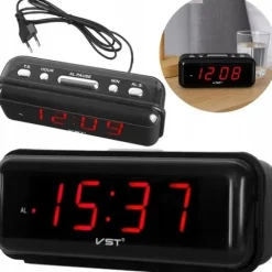Budzik zegar elektroniczny cyfrowy LED 24h głośny alarm drzemka