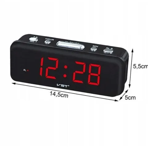 Budzik zegar elektroniczny cyfrowy LED 24h głośny alarm drzemka