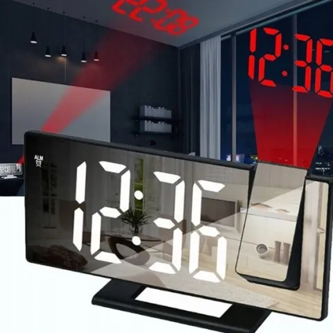 BUDZIK ZEGAR ELEKTRONICZNY LED PROJEKTOR DATA ALARM TERMOMETR 4w1