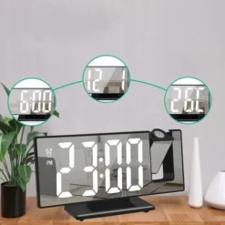 BUDZIK ZEGAR ELEKTRONICZNY LED PROJEKTOR DATA ALARM TERMOMETR 4w1