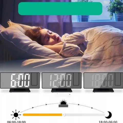BUDZIK ZEGAR ELEKTRONICZNY LED PROJEKTOR DATA ALARM TERMOMETR 4w1