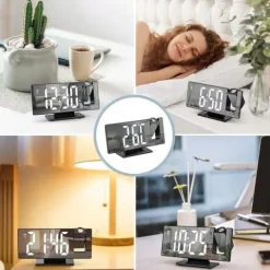 BUDZIK ZEGAR ELEKTRONICZNY LED PROJEKTOR DATA ALARM TERMOMETR 4w1