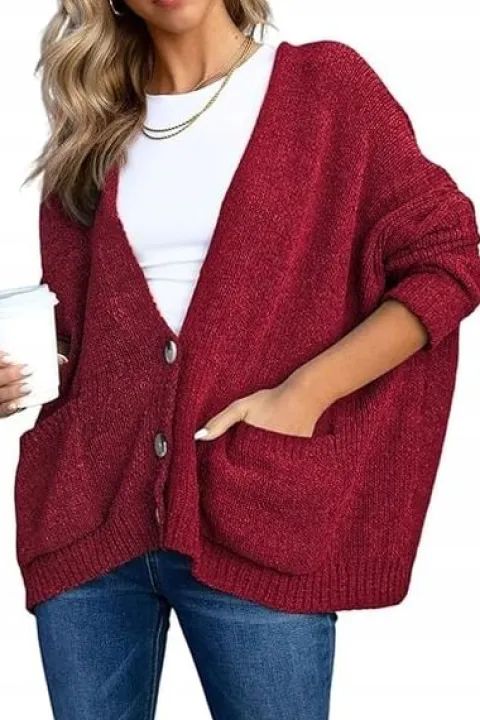 Byoauo Miękki sweter damski na guziki kardigan r.XXL
