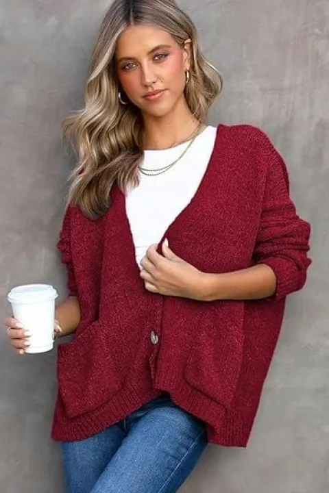 Byoauo Miękki sweter damski na guziki kardigan r.XXL