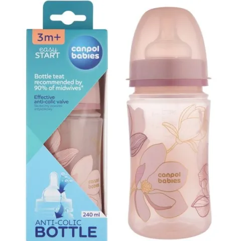 CANPOL Butelka antykolkowa EasyStart GOLD 240ml Różowa