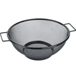 Cedzak z rączkami durszlak Blackline 24,5 x 9,6 cm stal nierdzewna czarny