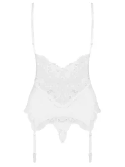810-COR gorset i stringi – biały – czarująco kobiecy Obsessive S/M
