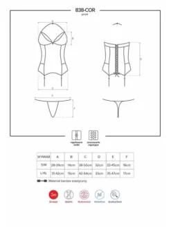838-COR-3 gorset i stringi – czerwony – zapragniesz więcej Obsessive L/XL