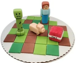 Cukrowy zestaw na tort jak z Minecraft