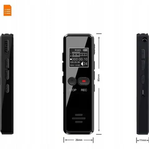 Cyfrowy Rejestrator Głosu 64GB z Redukcją Hałasu do Wykładów, Wywiadów