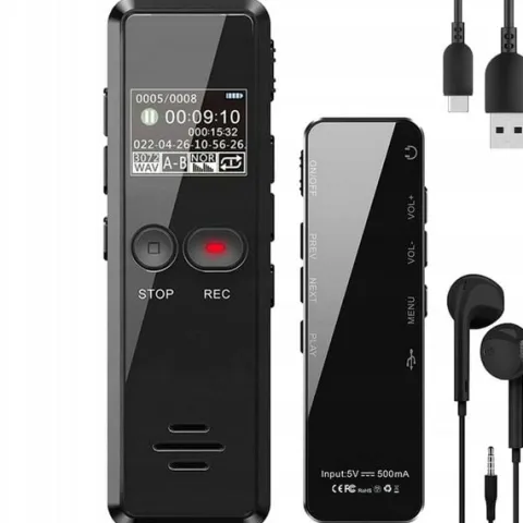Cyfrowy Rejestrator Głosu 64GB z Redukcją Hałasu do Wykładów, Wywiadów