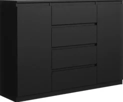 Czarna Komoda 120cm 4 Szuflady 2 Drzwi mat od producenta