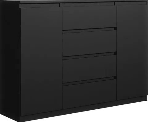 Czarna Komoda 120cm 4 Szuflady 2 Drzwi mat od producenta