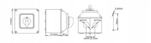 ŁĄCZNIK KRZYWKOWY 32A 0-1 3F W OBUDOWIE IP65