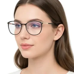 Damskie okulary zerówki +0.00 z filtrem Blue Light STL277 czarny/złoty