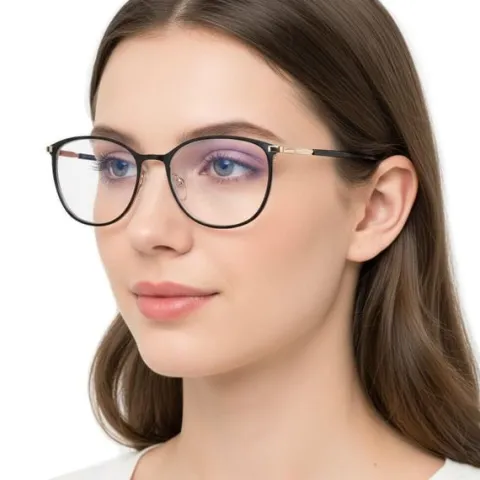 Damskie okulary zerówki +0.00 z filtrem Blue Light STL277 czarny/złoty
