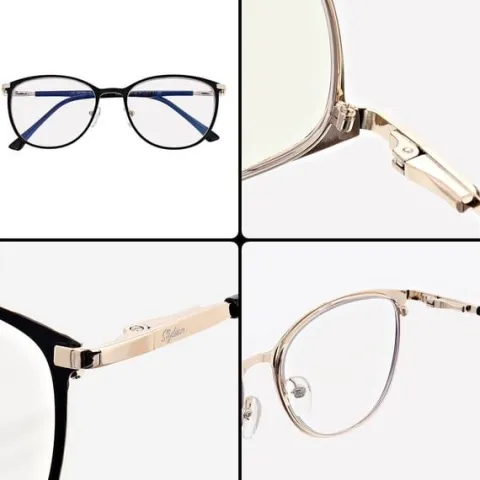 Damskie okulary zerówki +0.00 z filtrem Blue Light STL277 czarny/złoty