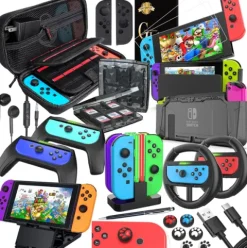 Deruitu Zestaw Akcesoriów Nintendo Switch 18W1 Etui Szkło Dock