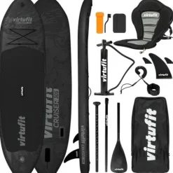 Deska SUP VirtuFit Cruiser 305 czarna – z siedziskiem, wiosłem i torbą