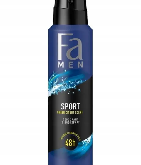 DEZODORANT W SPRAYU FA MEN SPORT 150ML AEROZOL ZAPACH CYTRUSÓW DO 48 GODZIN