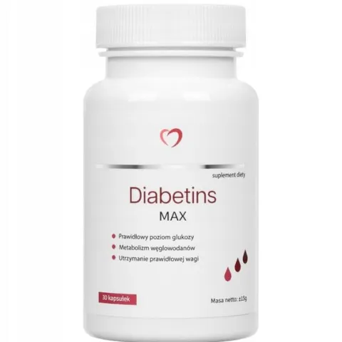 DIABETINS MAX METABOLIZM UTRATA WAGI POZIOM CUKRU GLUKOZY FORTE 30 kapsułek