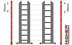 Drabina aluminiowa 3x11 uniwersalna HIGHER 7,65m MOCNA + hak