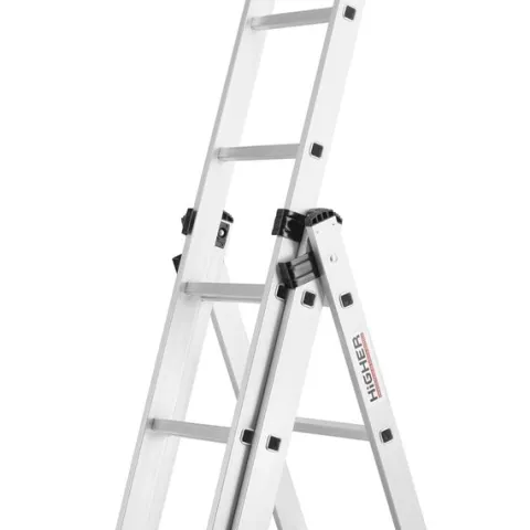 Drabina aluminiowa 3x11 uniwersalna HIGHER 7,65m MOCNA + hak