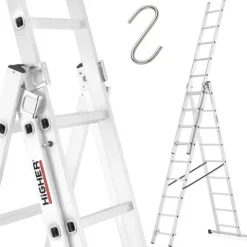 Drabina aluminiowa z opcją na schody 3x9 HIGHER 5,06m Hobby 150kg