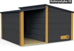 Drewniania ocieplana buda dla psa rozmiar XL z przedsionkiem + kurtyna