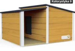 Drewniania ocieplana buda dla psa rozmiar XL z przedsionkiem + kurtyna