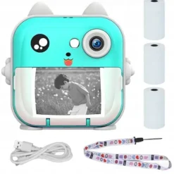 DRUKUŚ 2.0 Z APARATEM MINI DRUKARKA TERMICZNA NIEBIESKI + 3 ROLKI