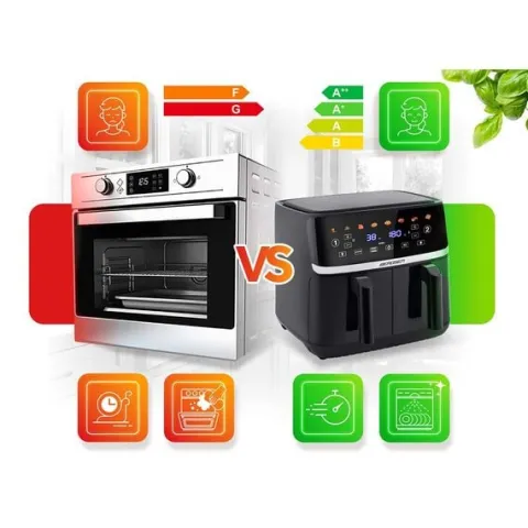 Duża frytkownica beztłuszczowa 10,2l Air fryer XL dwukomorowa Berdsen 1700W BD-657 czarna