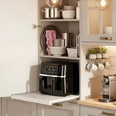 Duża frytkownica beztłuszczowa 10,2l Air fryer XL dwukomorowa Berdsen 1700W BD-657 czarna