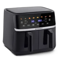Duża frytkownica beztłuszczowa 10,2l Air fryer XL dwukomorowa Berdsen 1700W BD-657 czarna