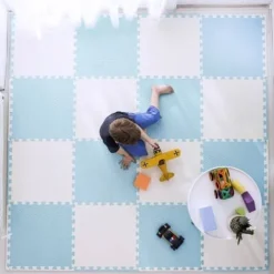 Duża mata piankowa puzzle Ricokids 60x60 cm 4 szt. niebiesko-biała