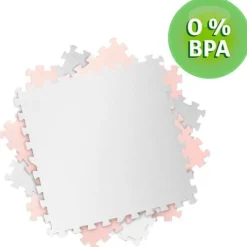 Duża mata piankowa puzzle Ricokids 60x60 cm 4 szt. brzoskwiniowo-biała