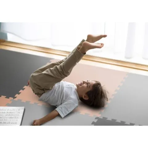 Duża mata piankowa puzzle Ricokids 180x180cm 9 szt szaro-brzoskwiniowa