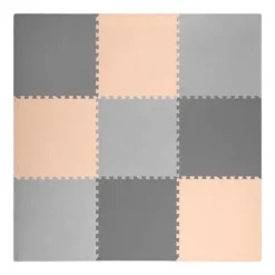 Duża mata piankowa puzzle Ricokids 180x180cm 9 szt szaro-brzoskwiniowa