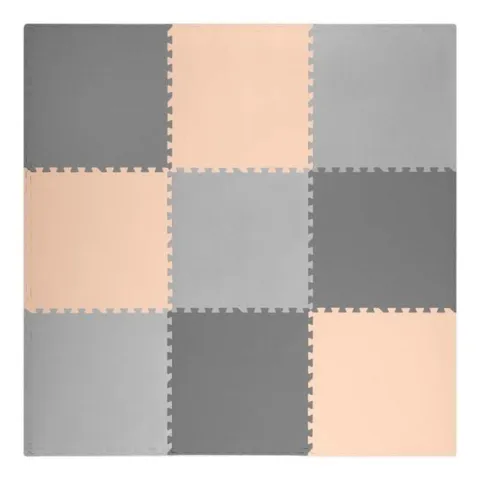 Duża mata piankowa puzzle Ricokids 180x180cm 9 szt szaro-brzoskwiniowa