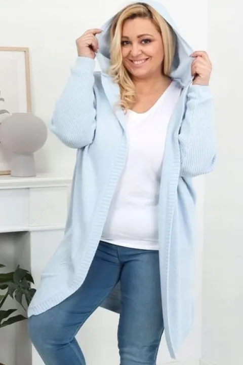 Długi KARDIGAN damski OVERSIZE pachnący baby blue