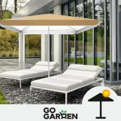 DUŻY PARASOL OGRODOWY PLAŻOWY KWADRAT ŁAMANY 160 X 160 CM BEŻOWY CZASZA XXL