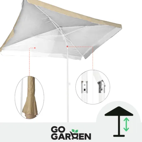 DUŻY PARASOL OGRODOWY PLAŻOWY KWADRAT ŁAMANY 160 X 160 CM BEŻOWY CZASZA XXL