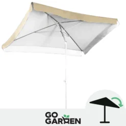 DUŻY PARASOL OGRODOWY PLAŻOWY KWADRAT ŁAMANY 160 X 160 CM BEŻOWY CZASZA XXL