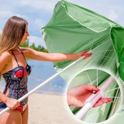 DUŻY PARASOL PLAŻOWY OGRODOWY OCHRONA UV ŁAMANY WODOODPORNY POKROWIEC