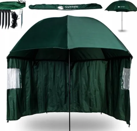 DUŻY PARASOL WĘDKARSKI 240cm WODOODPORNY namiot Z BOKAMI na ryby PARASOL