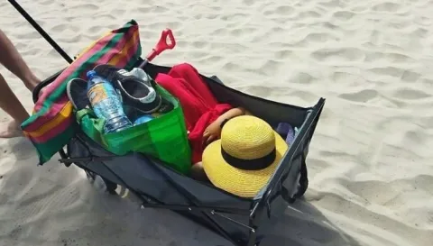 DUŻY WÓZEK PLAŻOWY TURYSTYCZNY TRANSPORTOWY SKŁADANY OGRODOWY 145L