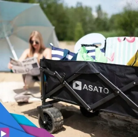 Duży Wózek Składany Turystyczny XXL Ogrodowy Transportowy Plażowy do