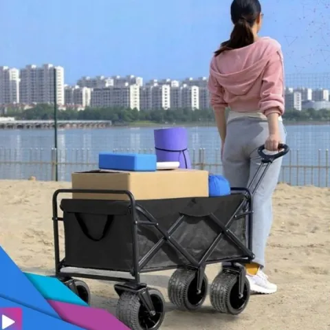 Duży Wózek Składany Turystyczny XXL Ogrodowy Transportowy Plażowy do