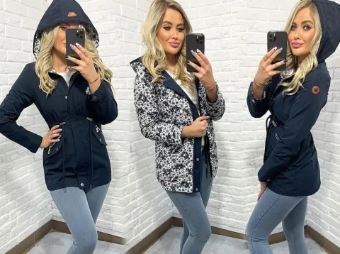 DWUSTRONNA PARKA kurtka Z KAPTUREM 3 KOLORY S