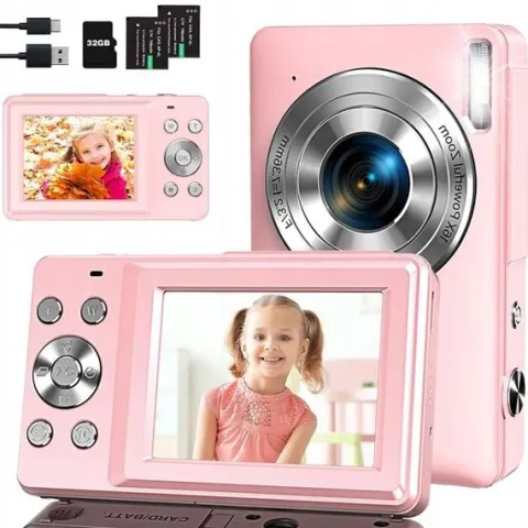 DZIECIĘCY MINI APARAT FOTOGRAFICZNY RÓŻOWY 32G 16-KROTNY ZOOM CYFROWY